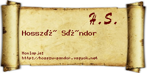 Hosszú Sándor névjegykártya